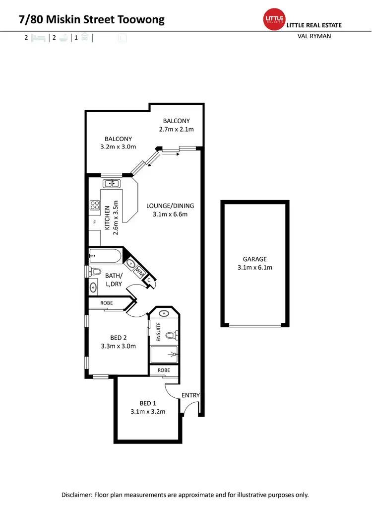 Floorplan of Homely unit listing, 7/80 Miskin Street, Toowong QLD 4066