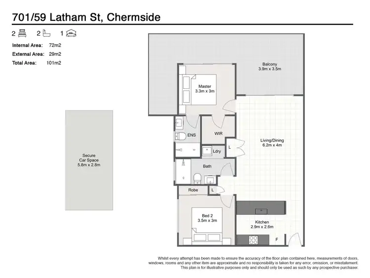 Floorplan of Homely unit listing, 701/59 Latham Street, Chermside QLD 4032