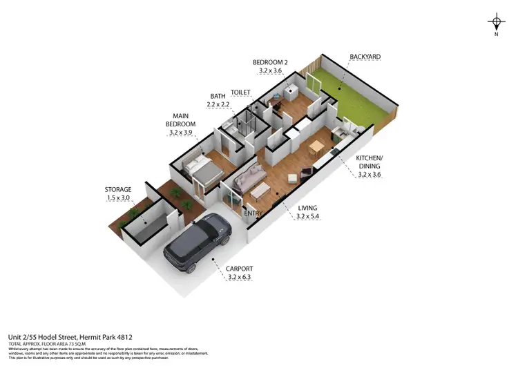 Floorplan of Homely unit listing, 2/55 Hodel Street, Hermit Park QLD 4812