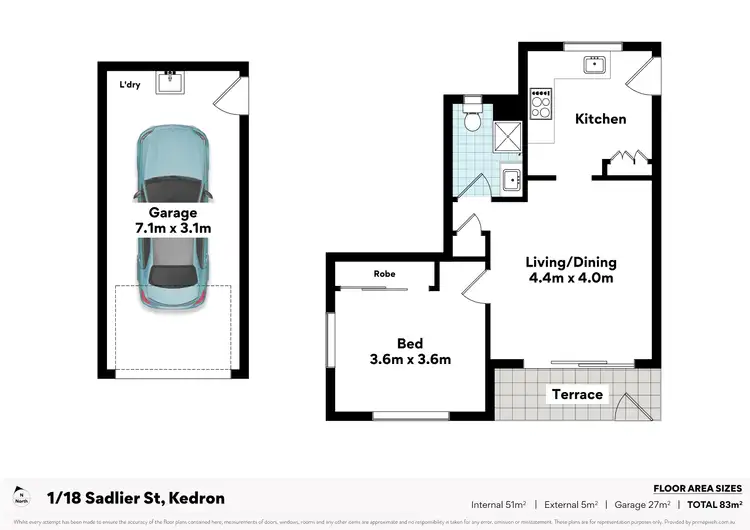 Floorplan of Homely apartment listing, 1/18 Sadlier Street, Kedron QLD 4031