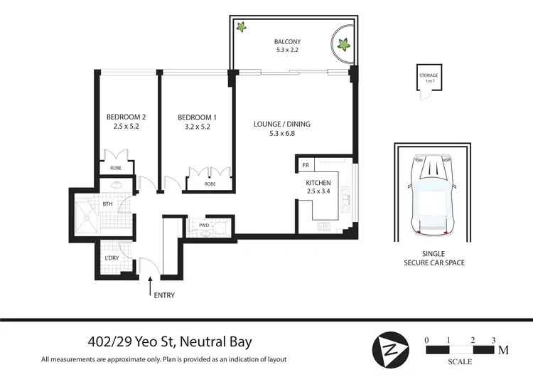 Floorplan of Homely apartment listing, 402/29 Yeo Street, Neutral Bay NSW 2089