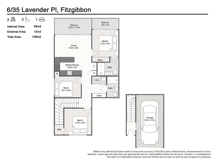 Floorplan of Homely townhouse listing, 6/35 Lavender Place, Fitzgibbon QLD 4018