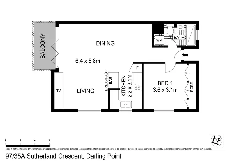 Floorplan of Homely apartment listing, 97/35A Sutherland Crescent, Darling Point NSW 2027