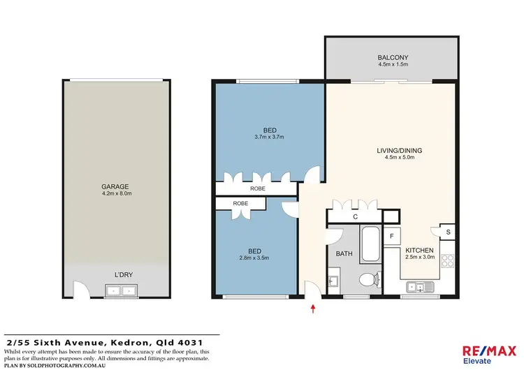Floorplan of Homely unit listing, 2/55 Sixth Avenue, Kedron QLD 4031
