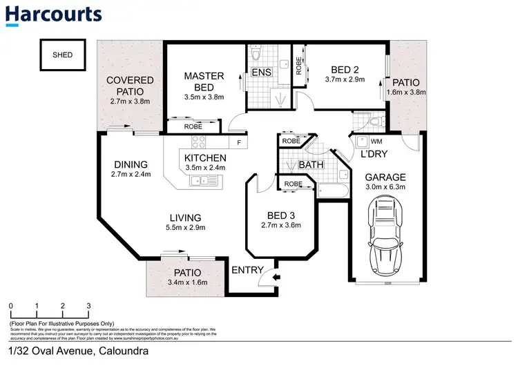 Floorplan of Homely unit listing, 1/32 Oval Avenue, Caloundra QLD 4551