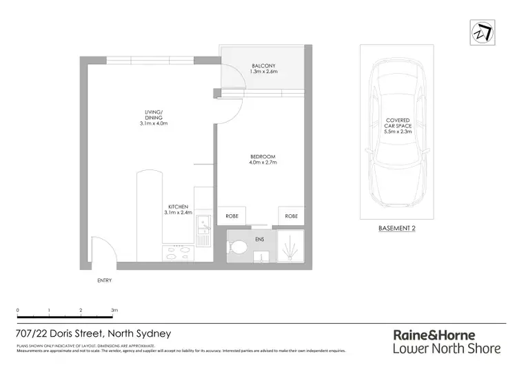 Floorplan of Homely apartment listing, 707/22 Doris Street, North Sydney NSW 2060