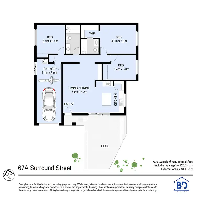 Floorplan of Homely semi-detached listing, 1/67 Surround Street, Dakabin QLD 4503