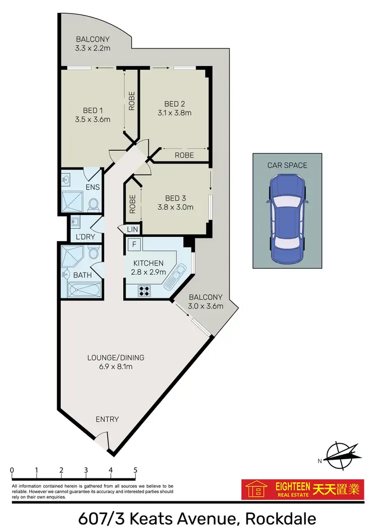 Floorplan of Homely apartment listing, 607/3 Keats Avenue, Rockdale NSW 2216