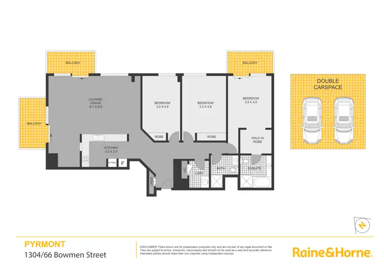 Floorplan of Homely apartment listing, 1303-1304/66 Bowman Street, Pyrmont NSW 2009