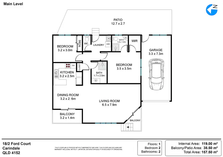 Floorplan of Homely retirement listing, 18/2 Ford Court, Carindale QLD 4152