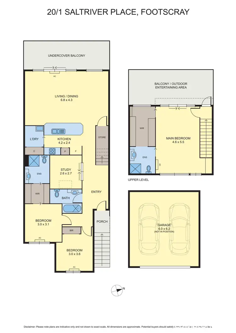 Floorplan of Homely townhouse listing, 20/1 Saltriver Place, Footscray VIC 3011