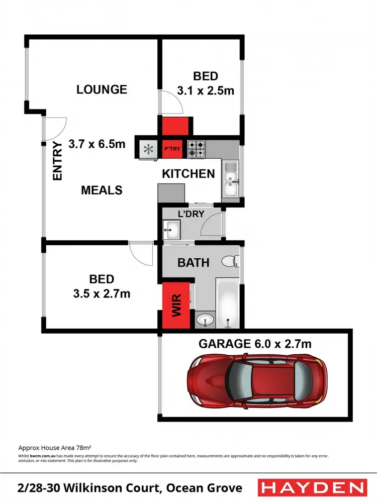 Floorplan of Homely unit listing, 2/28-30 Wilkinson Court, Ocean Grove VIC 3226