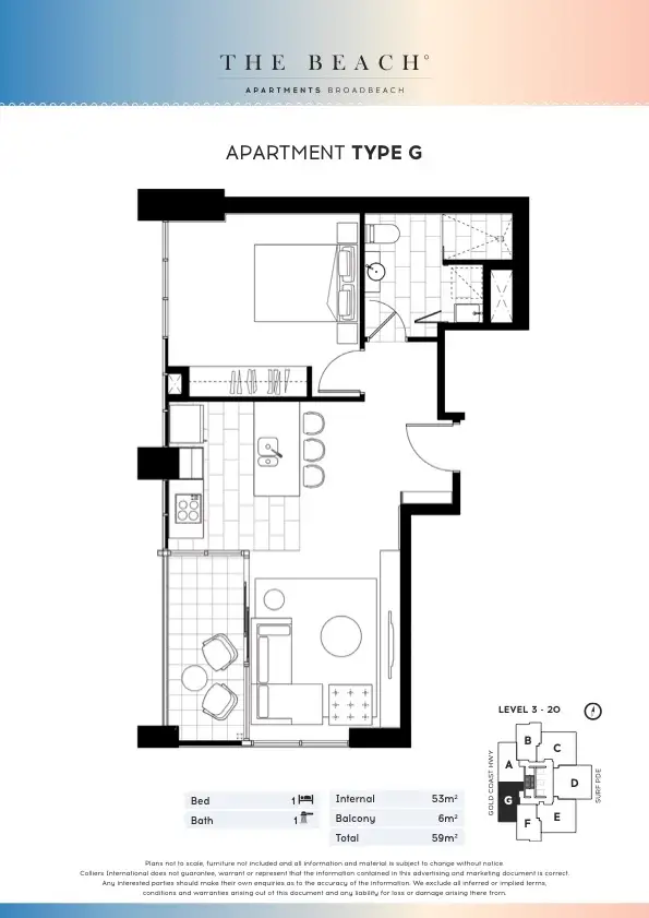 Floorplan of Homely apartment listing, 1507/2663 Gold Coast Highway, Broadbeach QLD 4218