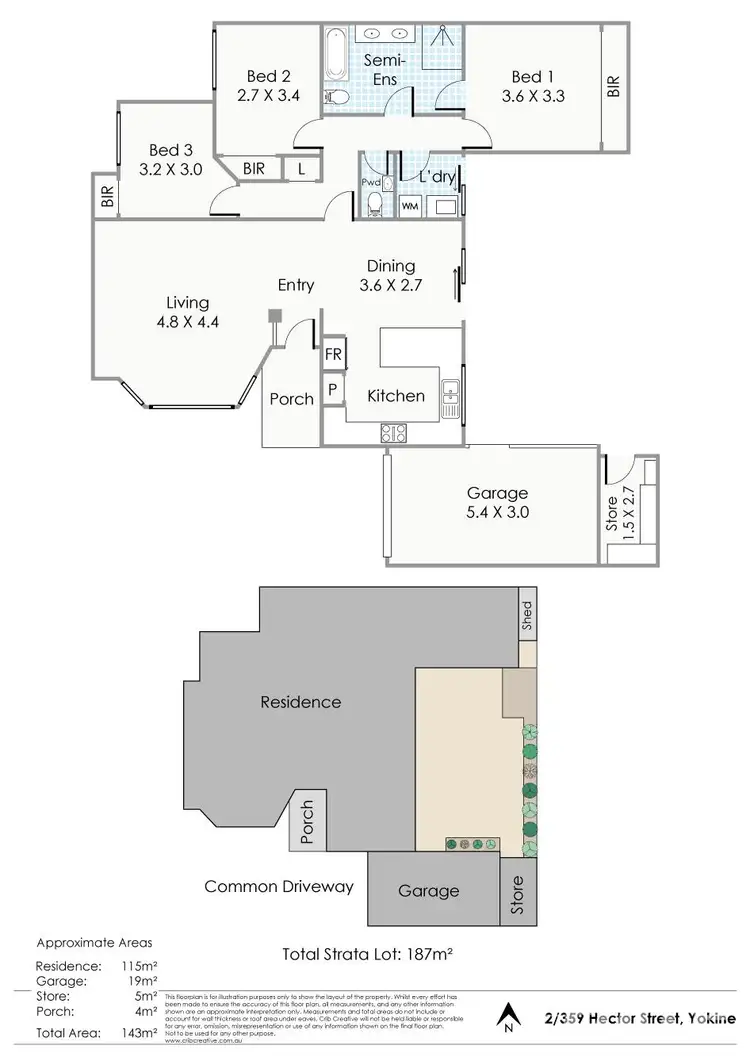 Floorplan of Homely villa listing, 2/359 Hector Street, Yokine WA 6060