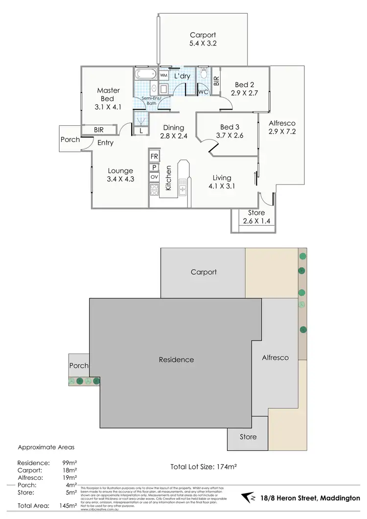 Floorplan of Homely villa listing, 18/8 Heron Place, Maddington WA 6109