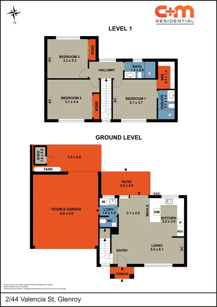 Floorplan of Homely townhouse listing, 2/44 Valencia Street, Glenroy VIC 3046