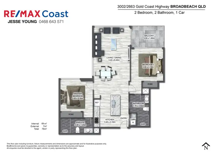 Floorplan of Homely apartment listing, 3002/2663 Gold Coast Highway, Broadbeach QLD 4218