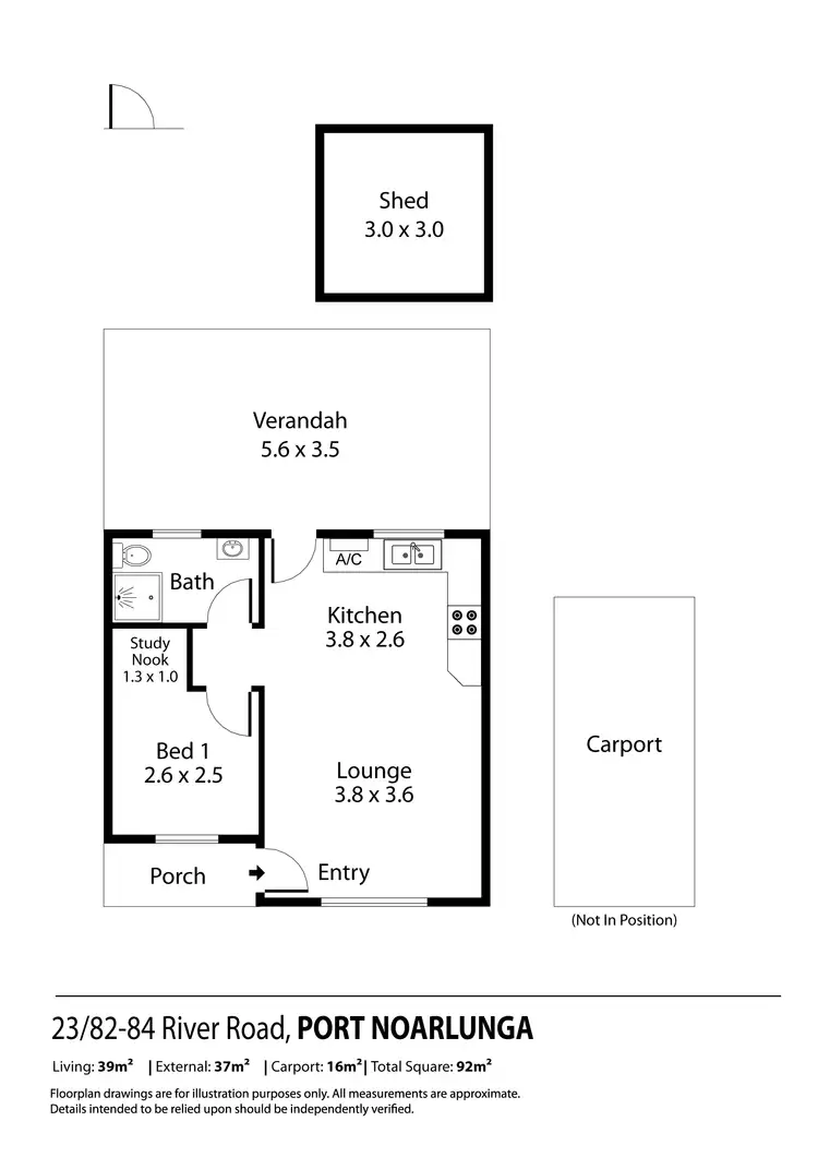Floorplan of Homely unit listing, 23/82-84 River Road, Port Noarlunga SA 5167