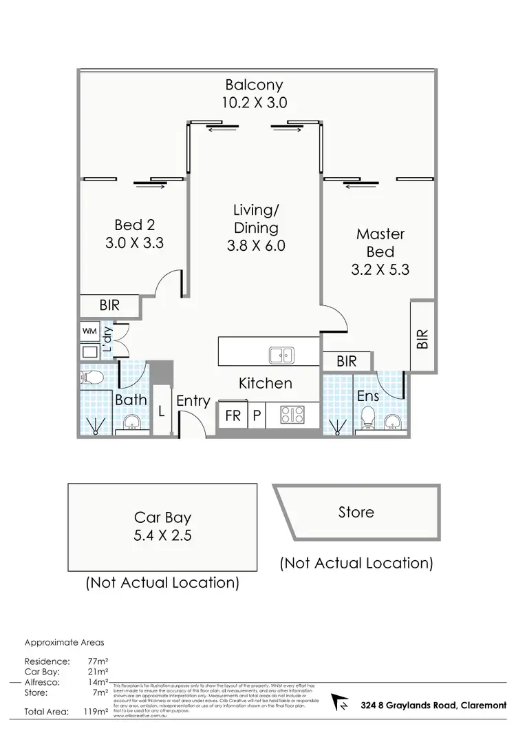 Floorplan of Homely apartment listing, 324/8 Graylands Road, Claremont WA 6010