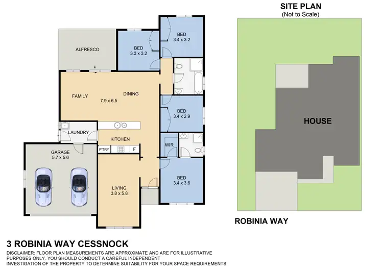 Floorplan of Homely house listing, 3 Robinia Way, Cessnock NSW 2325
