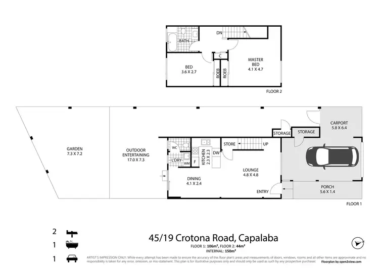 Floorplan of Homely townhouse listing, 45/19 Crotona Road, Capalaba QLD 4157