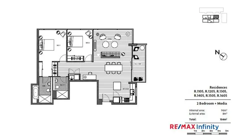 Floorplan of Homely apartment listing, 1105/220 Pacific Highway, Crows Nest NSW 2065