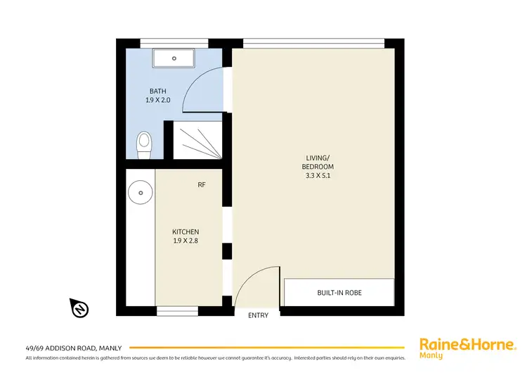 Floorplan of Homely studio listing, 49/69 Addison Road, Manly NSW 2095