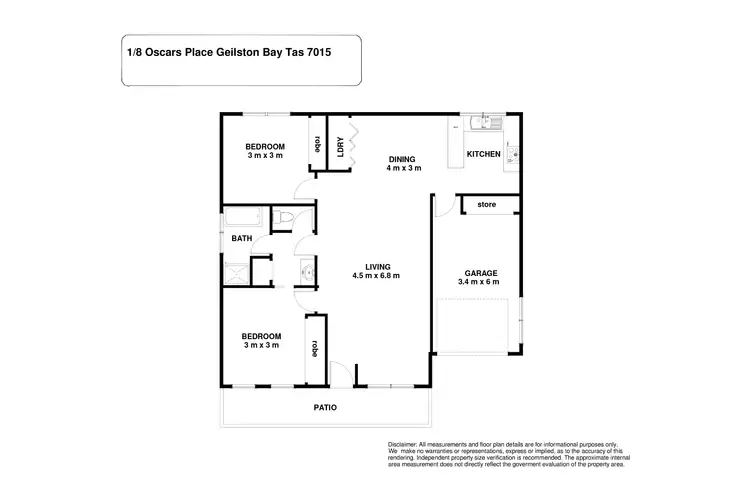 Floorplan of Homely unit listing, 1/8 Oscars Place, Geilston Bay TAS 7015