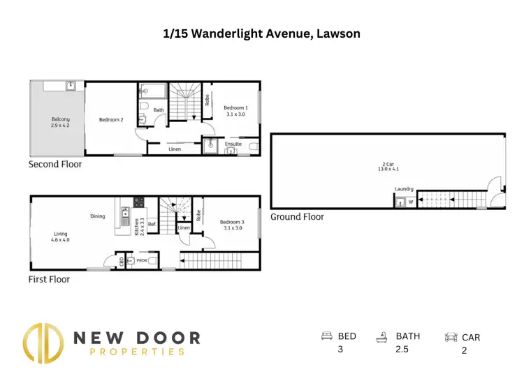 Floorplan of Homely townhouse listing, 1/15 Wanderlight Avenue, Lawson ACT 2617