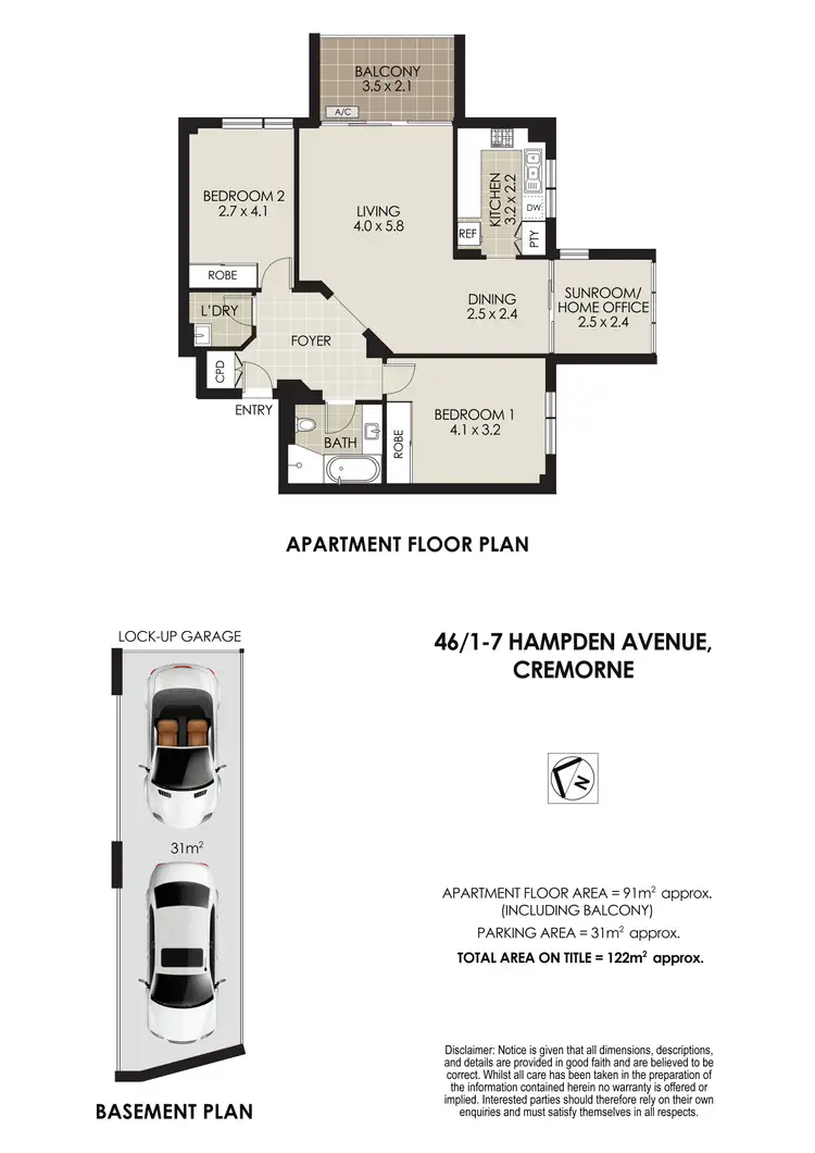 Floorplan of Homely unit listing, 46/1-7 Hampden Avenue, Cremorne NSW 2090