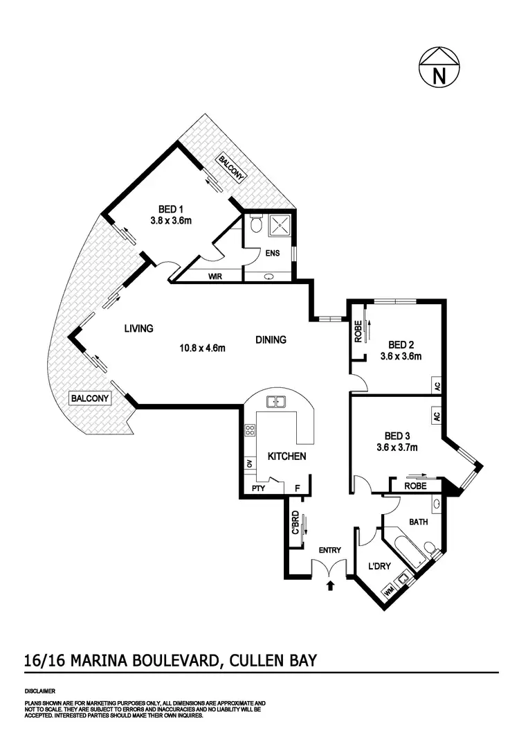 Floorplan of Homely unit listing, 16/16 Marina Boulevard, Larrakeyah NT 820