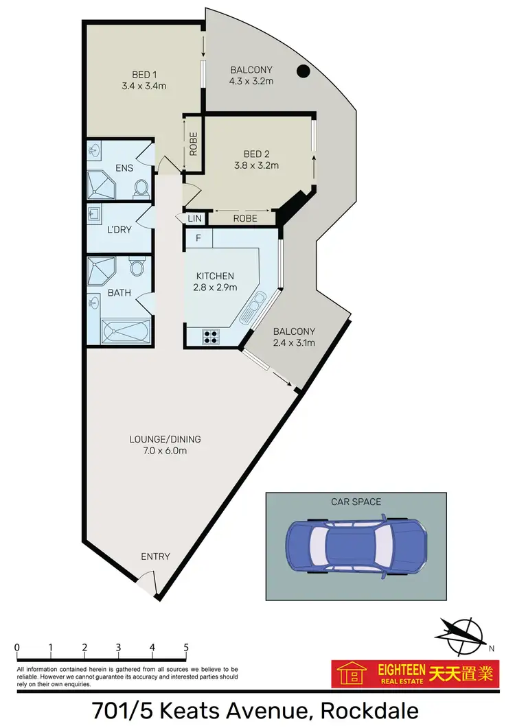 Floorplan of Homely apartment listing, 701/5 Keats Avenue, Rockdale NSW 2216