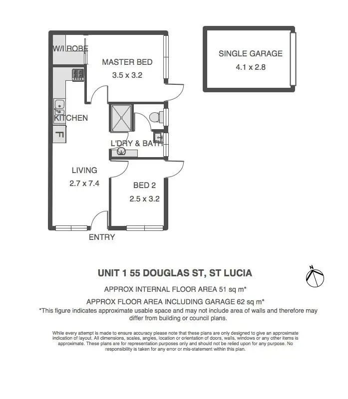 Floorplan of Homely apartment listing, 1/55 Douglas Street, St Lucia QLD 4067