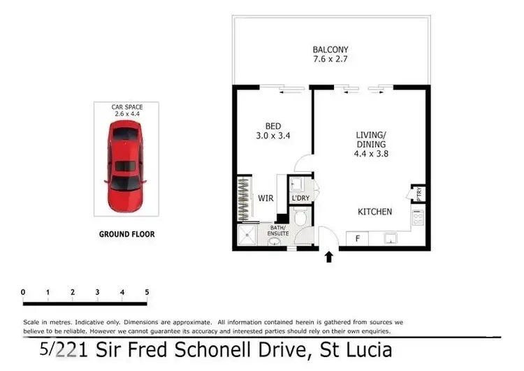 Floorplan of Homely unit listing, 5/221 Sir Fred Schonell Drive, St Lucia QLD 4067