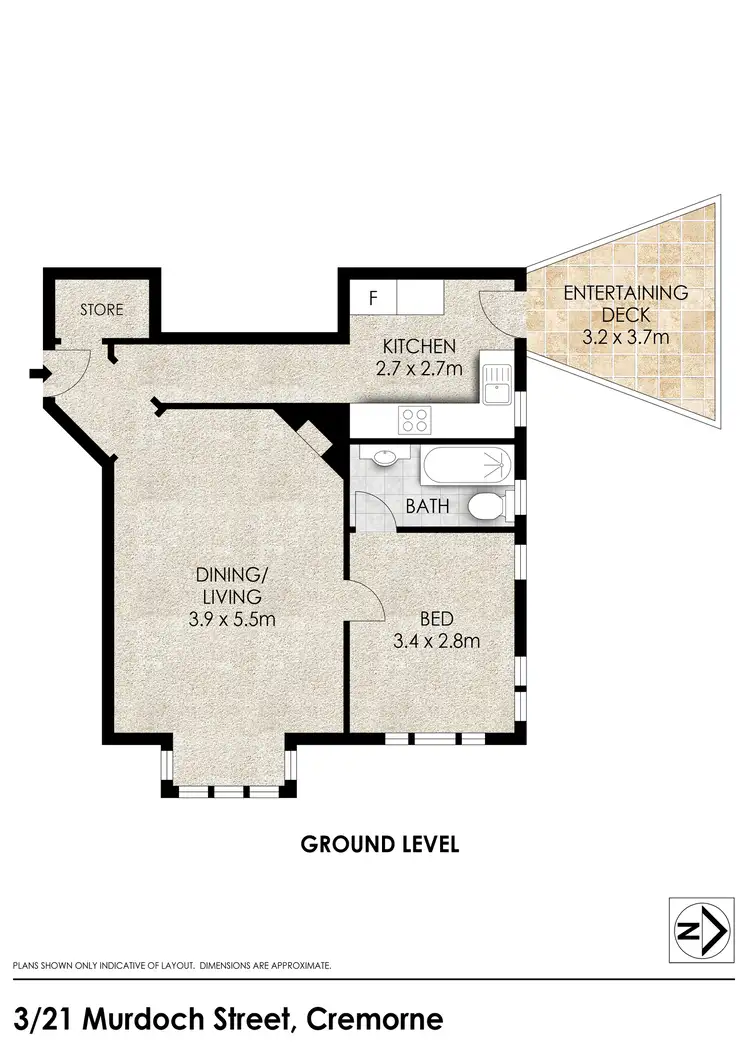 Floorplan of Homely apartment listing, 3/21 Murdoch Street, Cremorne NSW 2090