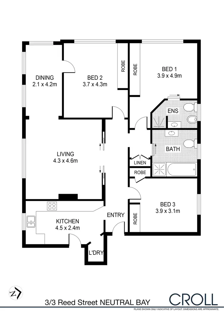 Floorplan of Homely apartment listing, 3/3 Reed St, Cremorne NSW 2090