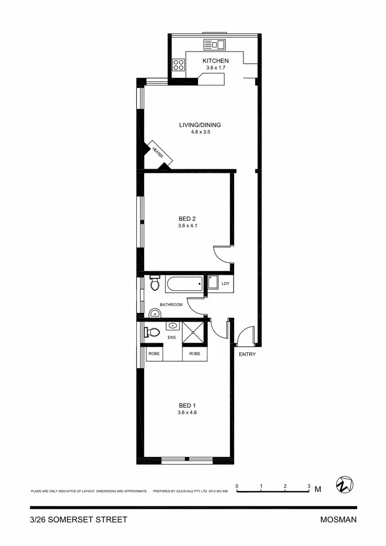 Floorplan of Homely apartment listing, 3/26 Somerset Street, Mosman NSW 2088