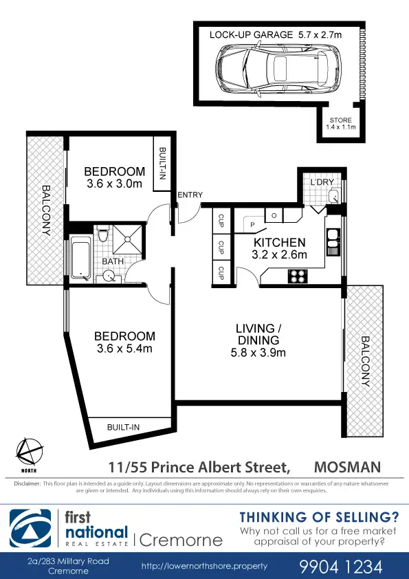 Floorplan of Homely apartment listing, 11/55 Prince Albert Street, Mosman NSW 2088
