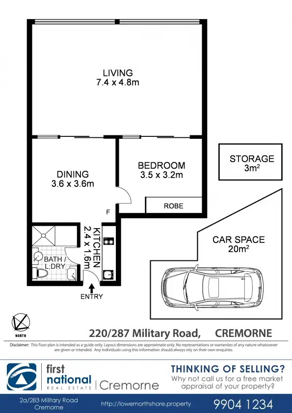 Floorplan of Homely apartment listing, 220/287 Military Road, Cremorne NSW 2090