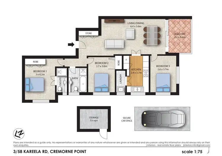 Floorplan of Homely apartment listing, 3/58 Kareela Road, Cremorne Point NSW 2090