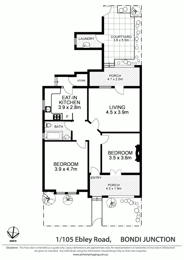 Floorplan of Homely apartment listing, 1/105 Ebley Street, Bondi Junction NSW 2022