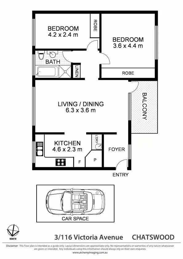 Floorplan of Homely apartment listing, 3/116 Victoria Avenue, Chatswood NSW 2067