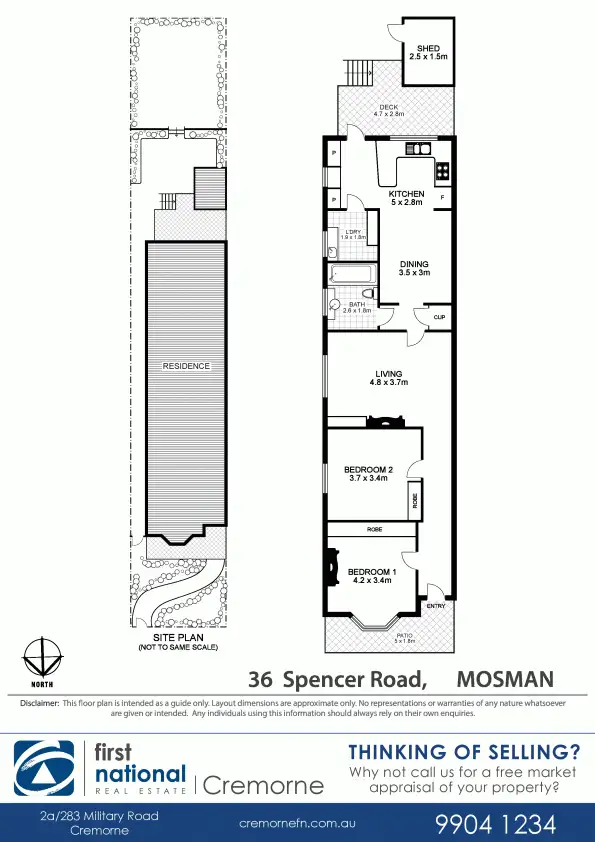 Floorplan of Homely semi-detached listing, 36 Spencer Road, Mosman NSW 2088