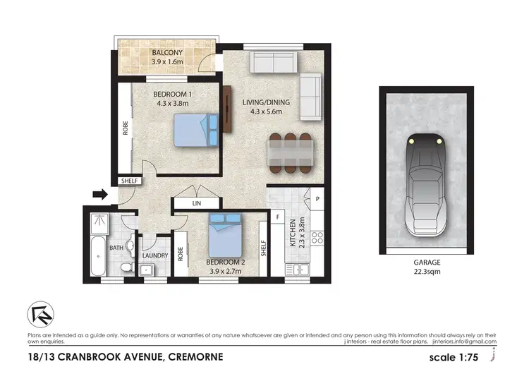 Floorplan of Homely apartment listing, 18/13 Cranbrook Avenue, Cremorne NSW 2090