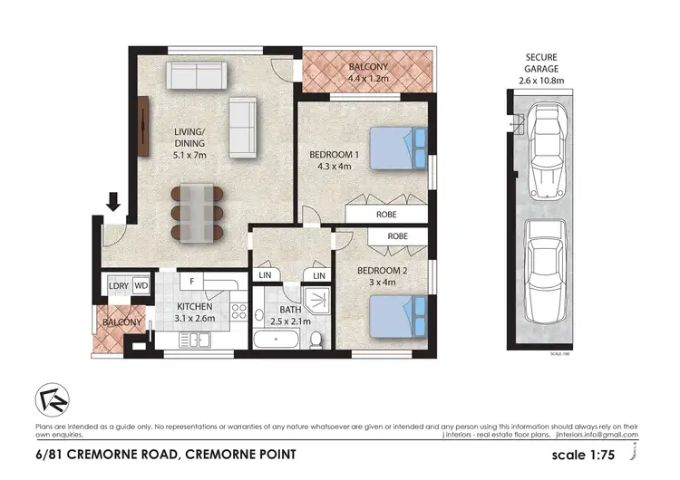 Floorplan of Homely apartment listing, 6/81 Cremorne Road, Cremorne Point NSW 2090