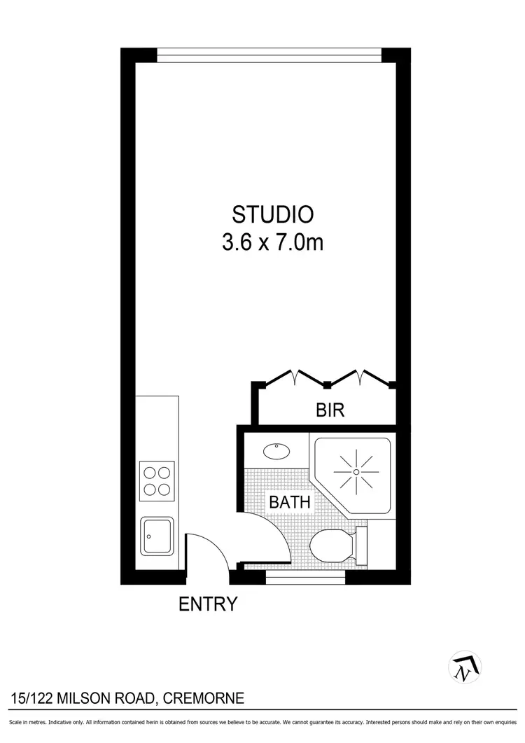 Floorplan of Homely studio listing, 15/122 Milson Road, Cremorne Point NSW 2090