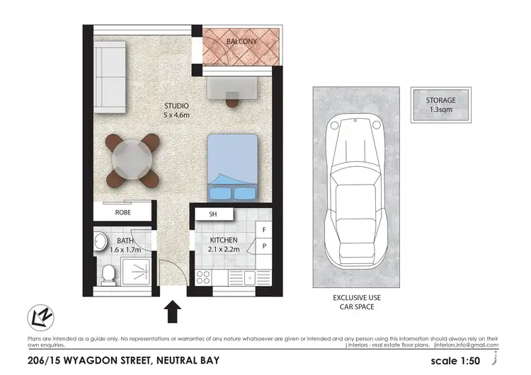 Floorplan of Homely studio listing, 206/15 Wyagdon Street, Neutral Bay NSW 2089
