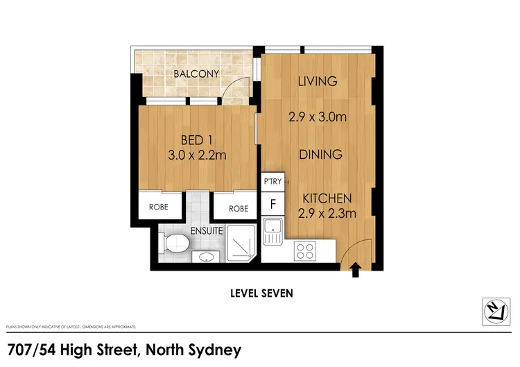 Floorplan of Homely apartment listing, 707/54 High Street, North Sydney NSW 2060