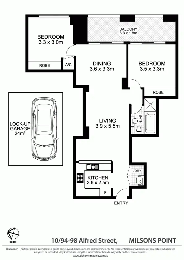 Floorplan of Homely apartment listing, 10/94-96 Alfred Street, Milsons Point NSW 2061