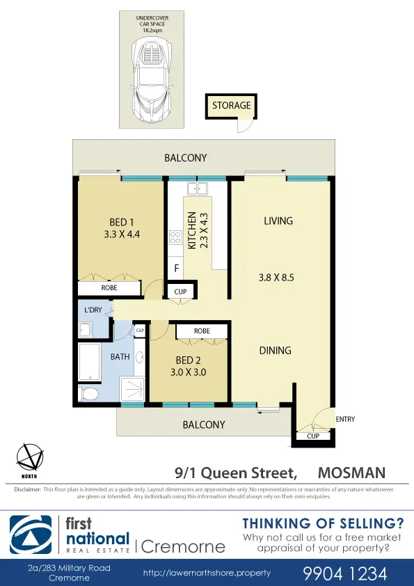 Floorplan of Homely apartment listing, 9/1 Queen Street, Mosman NSW 2088